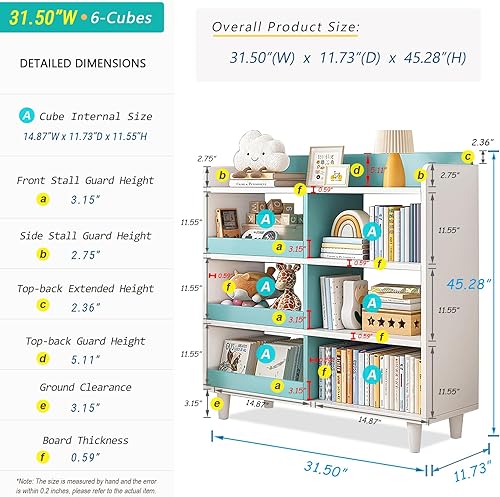 Miniatura 2 de Estantería de madera en forma de cubo con patas, estante abierto de 3 niveles para niños, organizador de almacenamiento para libros y juguetes,