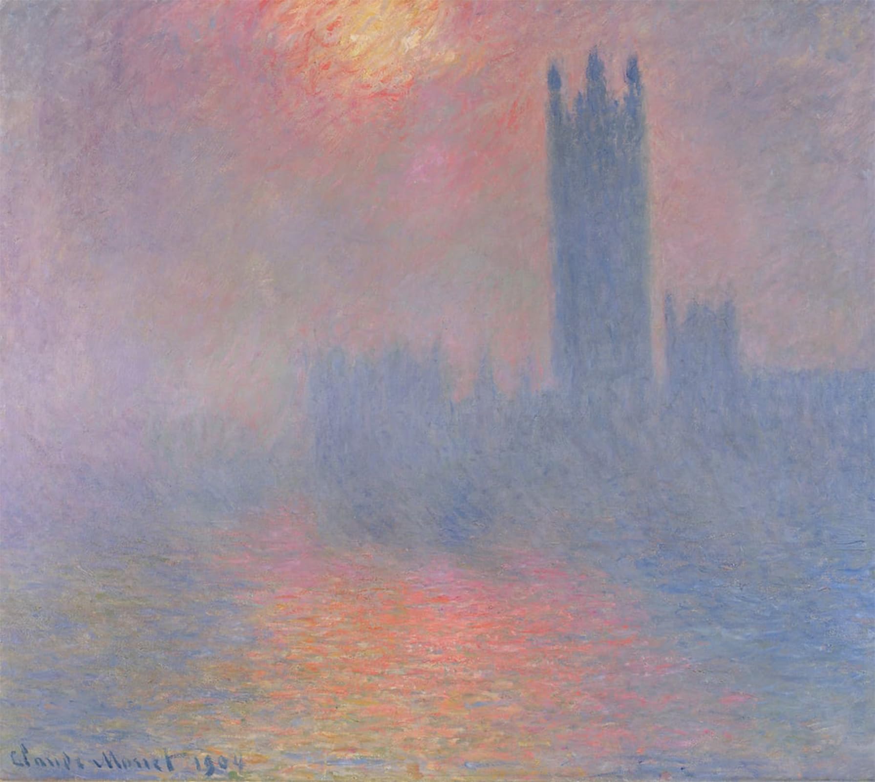 SERENDIPITP Aesthetic Poster Photo Wall Print Retro Picture London with the Sun Breaking Through by Claude Monet Modern Wall Artwork for Home Decor 60x90cm
