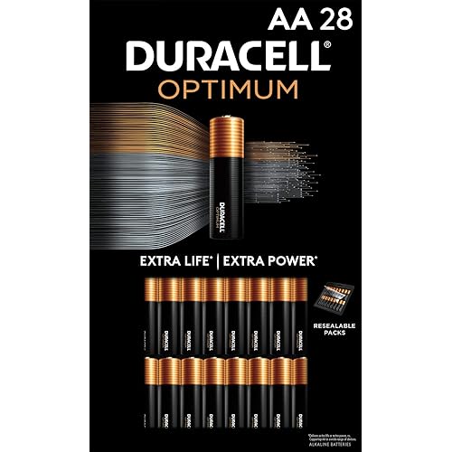 Duracell Optimum AA Batteries, 28 Count Pack Double A Battery With Long-lasting Power, All-Purpose Alkaline AA Battery For Household And Office Devices