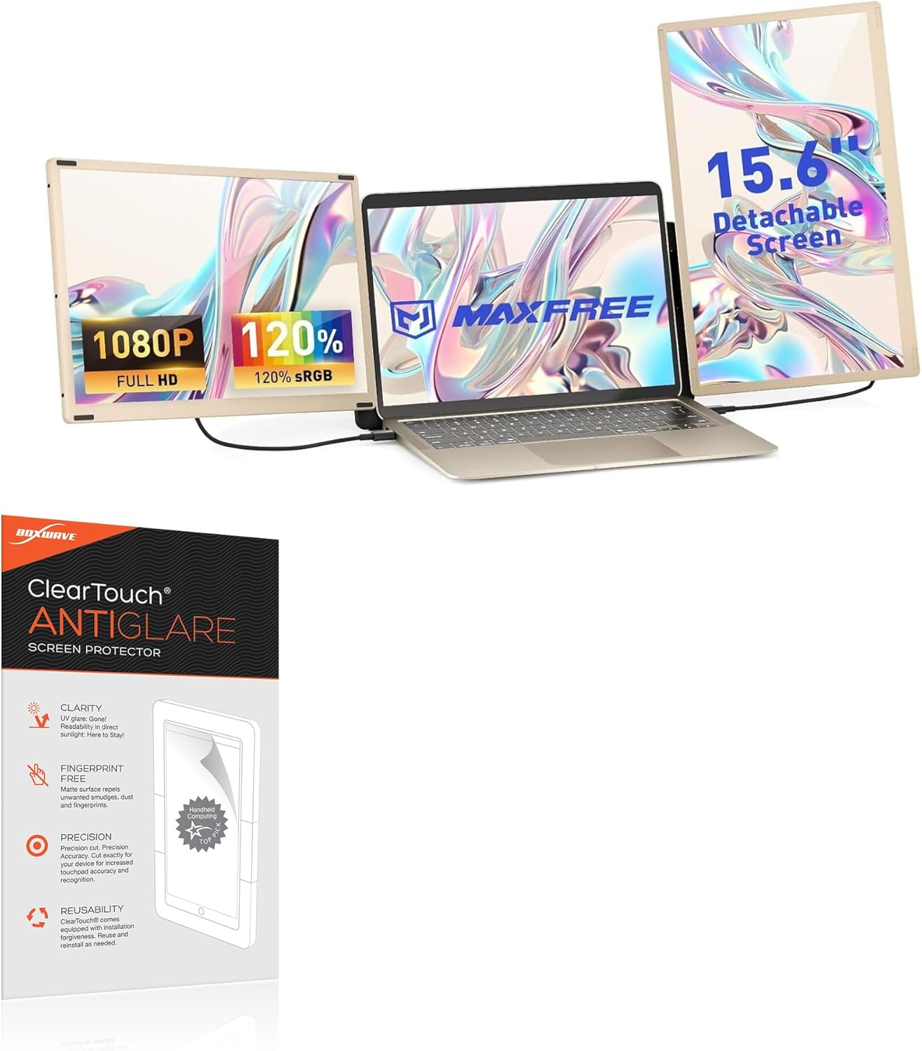 BoxWave Screen Protector Compatible With Maxfree S6 Laptop Screen Extender - ClearTouch Anti-Glare (2-Pack), Anti-Fingerprint Matte Film Skin