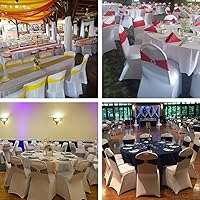 Vista 4 de Bandas para silla, decoración de silla de moño, banda elástica de elastano con hebilla deslizante para bodas, fiestas, eventos, 10 unidades (borgoña)