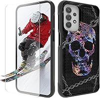 Vista 13 de Funda para Samsung Galaxy A13/A04/A04S/A23/A32 5G con protector de pantalla, parte trasera texturizada de policarbonato duro, diseño de flores