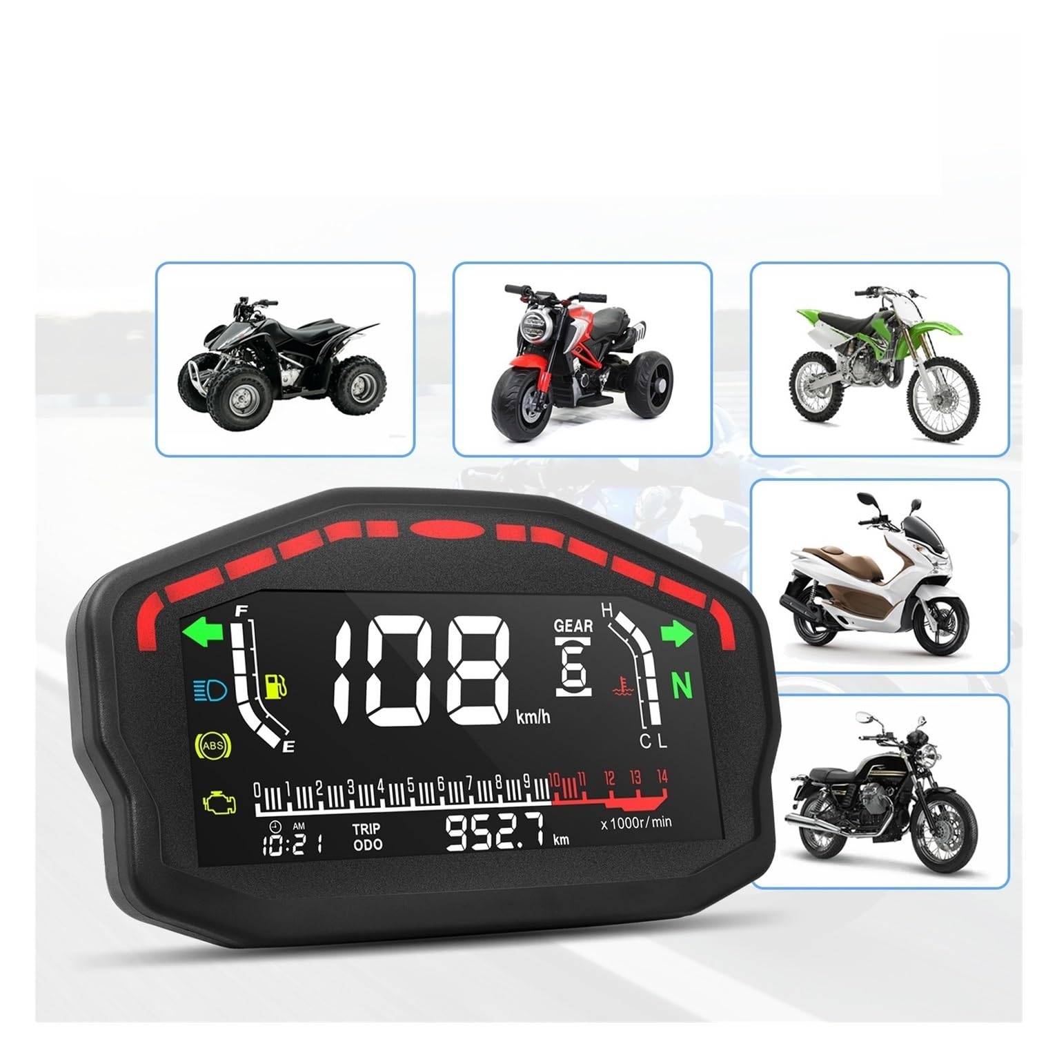 Digitale contagiri Tachimetro Universale Per Moto Digitale 14000 RPM Contachilometri Per Veicoli A Motore Strumento Indicatore Temperatura Acqua Carburante