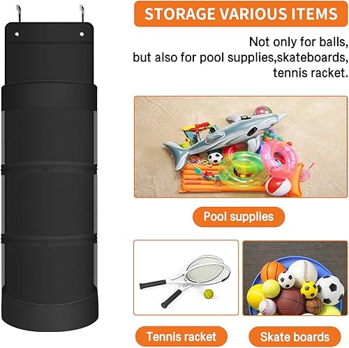 Miniatura 4 de Hanging Organizer, Over The Door Hanging Sports Equipment and Ball Storage, Garage Sports Equipment Organizer for Hold Soccer, Basketball, Football,