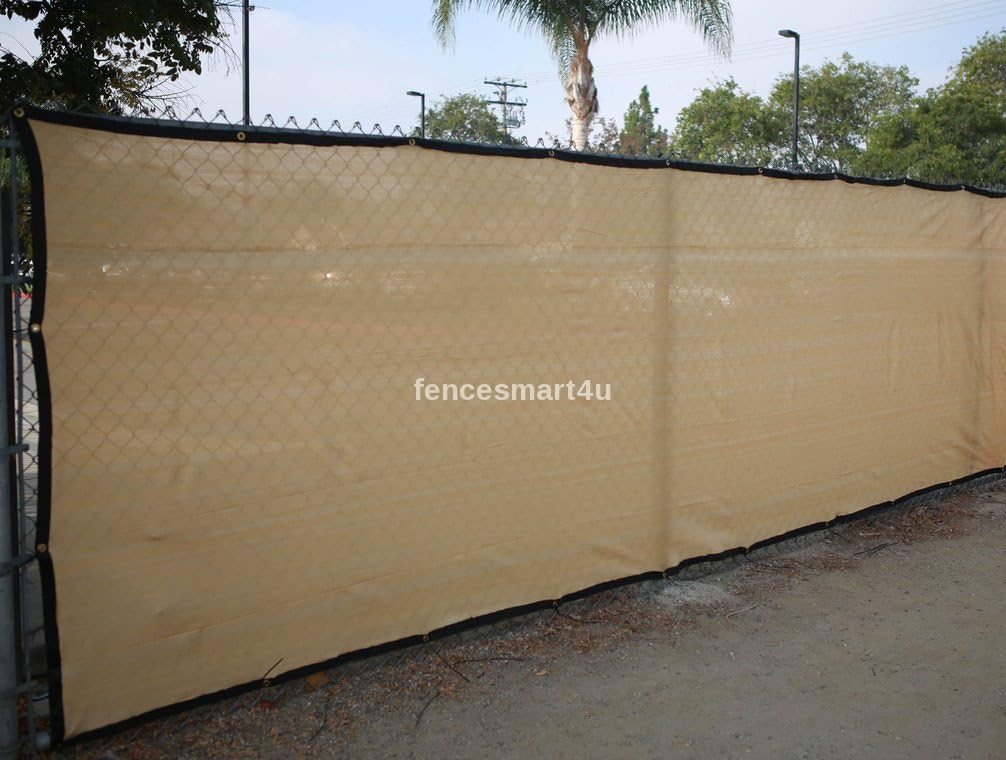 10’ X 50’ Tan Beige UV Rated 85% Blockage Fence Privacy Screen Windscreen Shade Cover Fabric Mesh Tarp W/Grommets (145gsm)