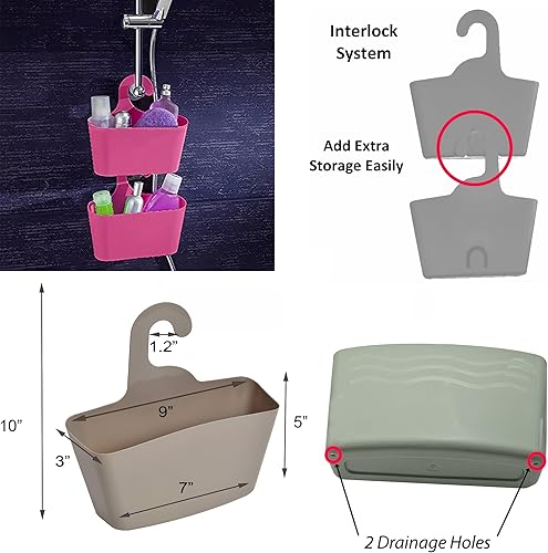 Miniatura 3 de Evideco French Home Goods Organizador de ducha colgante azul tahitiano cesta de plástico