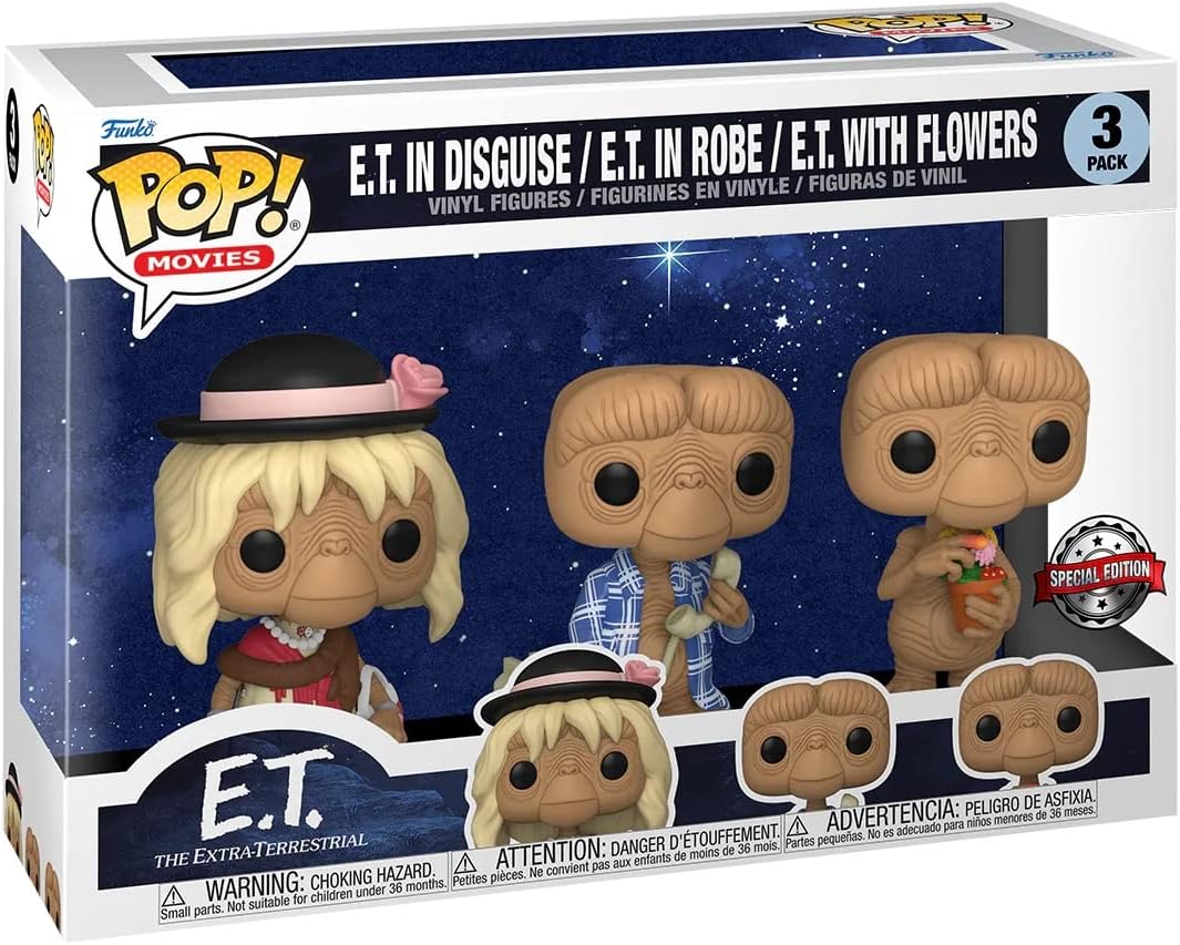 Funko 65051 Pop! Movies: E.T. - E.T. in Disguise, E.T. in Robe, E.T. with Flowers (Special Edition 3-Pack)