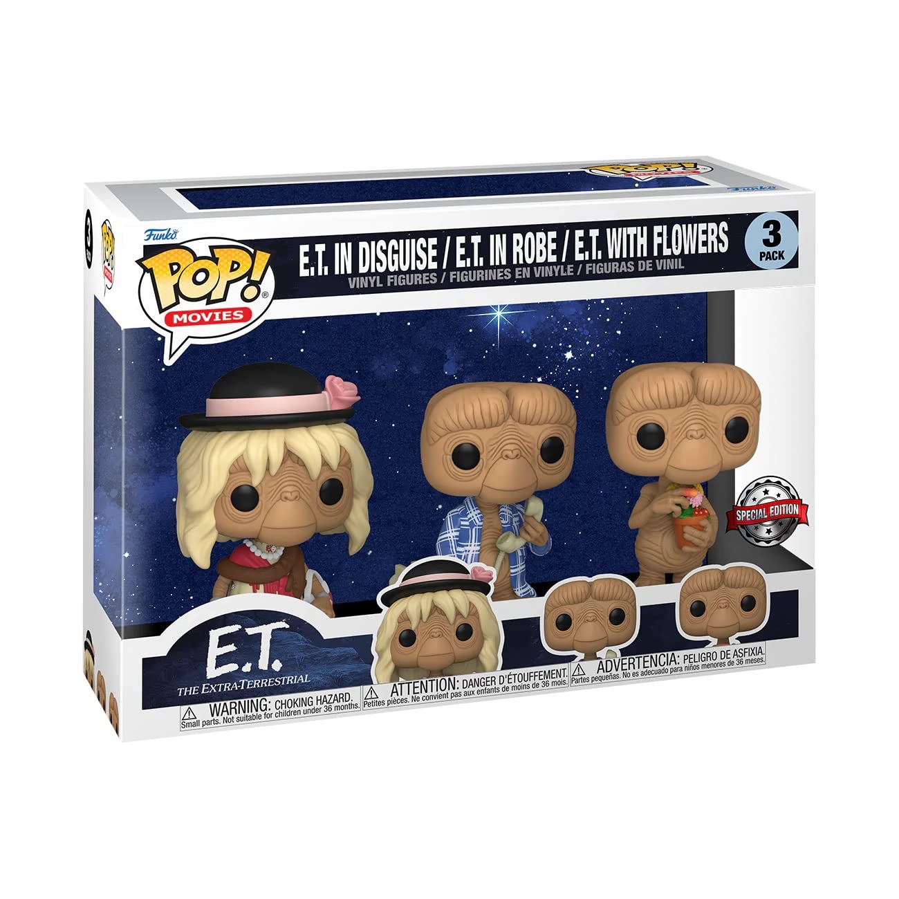 Funko Multicolor 65051 Pop! Movies: E.t. - E.t. In Disguise, E.t. In Robe, E.t. With Flowers (Special Edition 3-Pack)