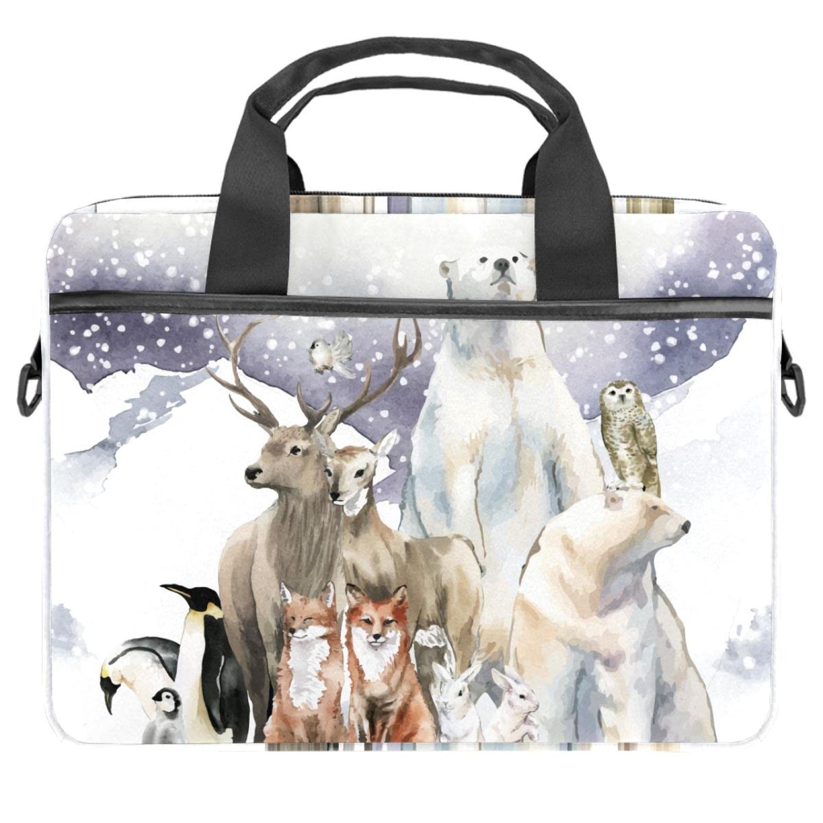 Sac ordinateur imprimé animaux aquarelle multicolore avec sangle