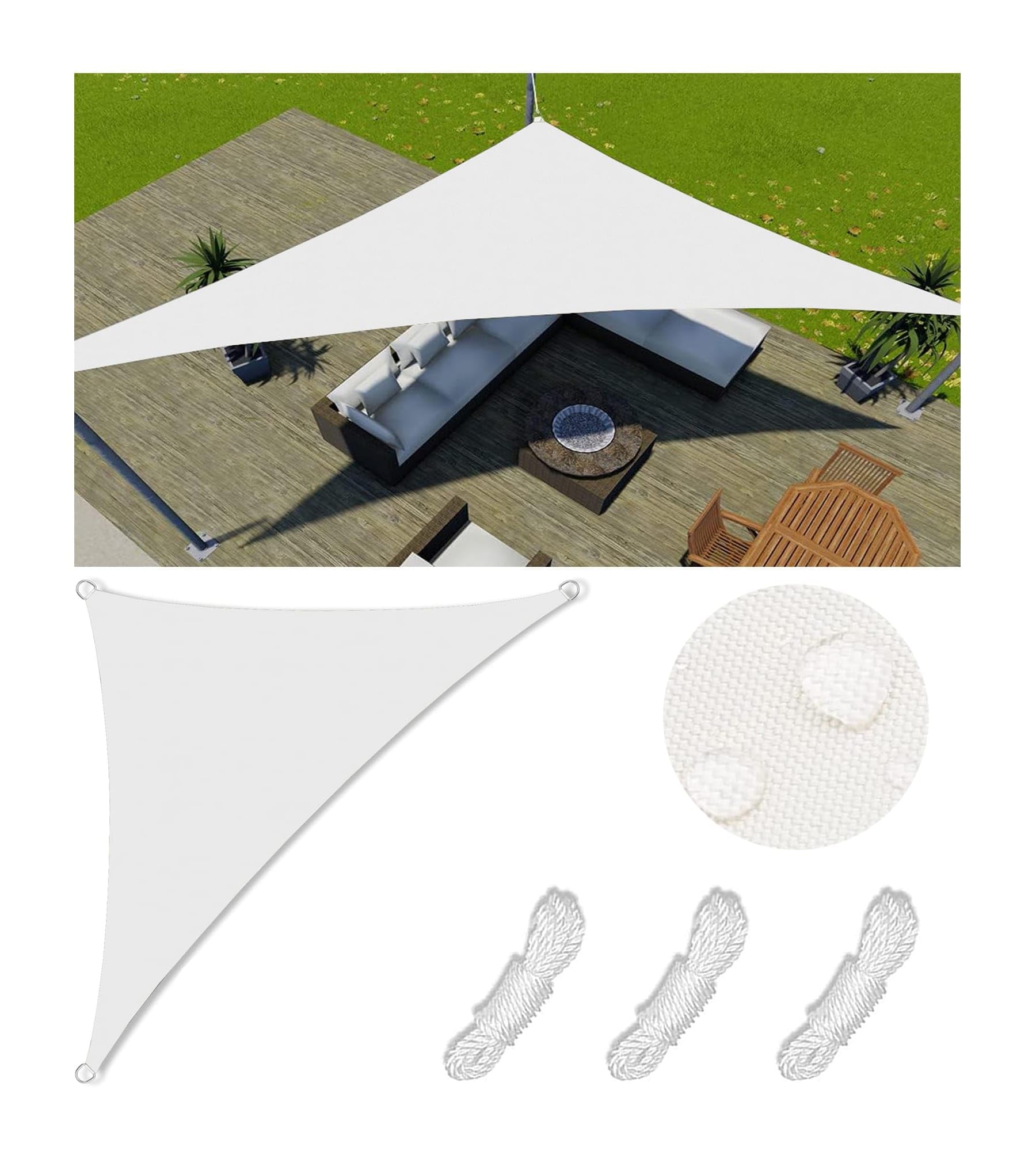 Voile d'ombrage imperméable parasol extérieur suspendu avec cordes de fixation