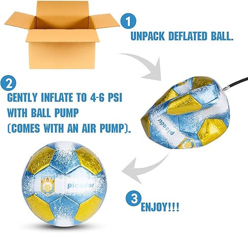 Miniatura 5 de PP PICADOR Balones de fútbol tamaño 4, pelota de fútbol de cuero láser para entrenamiento deportivo y juego de partidos, juego de bolas de fútbol