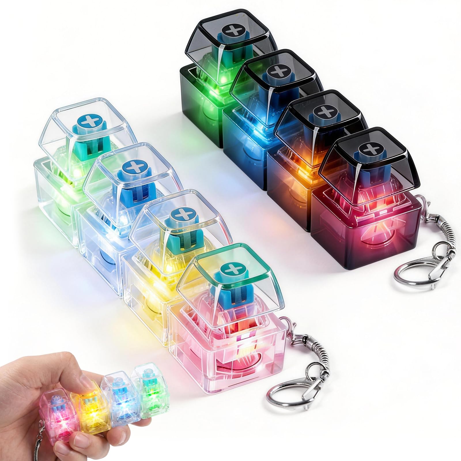 Clavier clé Fidget reliver Stress bricolage doigt bouton Fidget jouet coloré porte-clés Keycap Antistress jouet pour adulte enfant bouton jouet  7