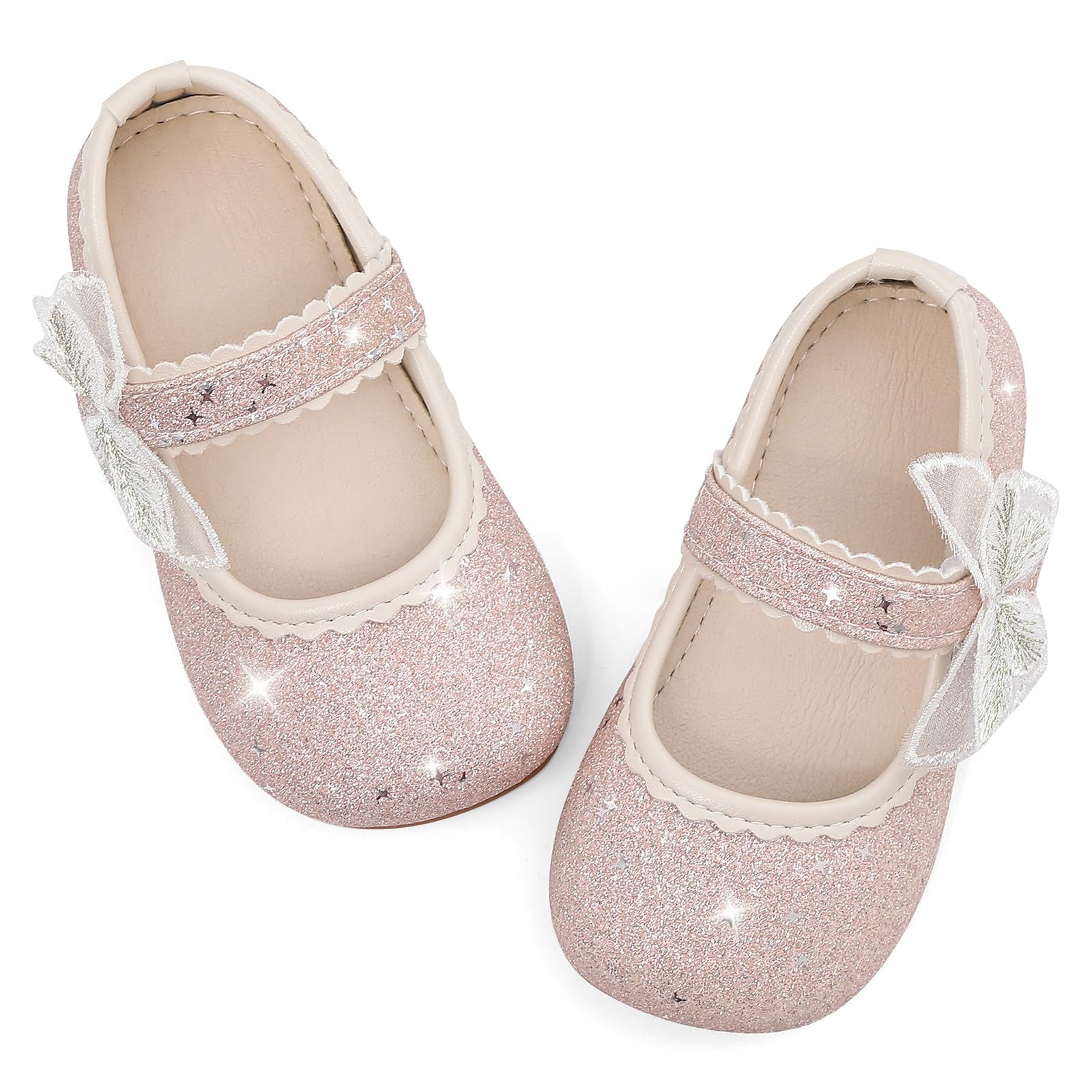 MK MATT KEELY Ballerines Fille Chaussure Princesse Glitter Enfant avec Papillon Chaussure Mary Jane Plates