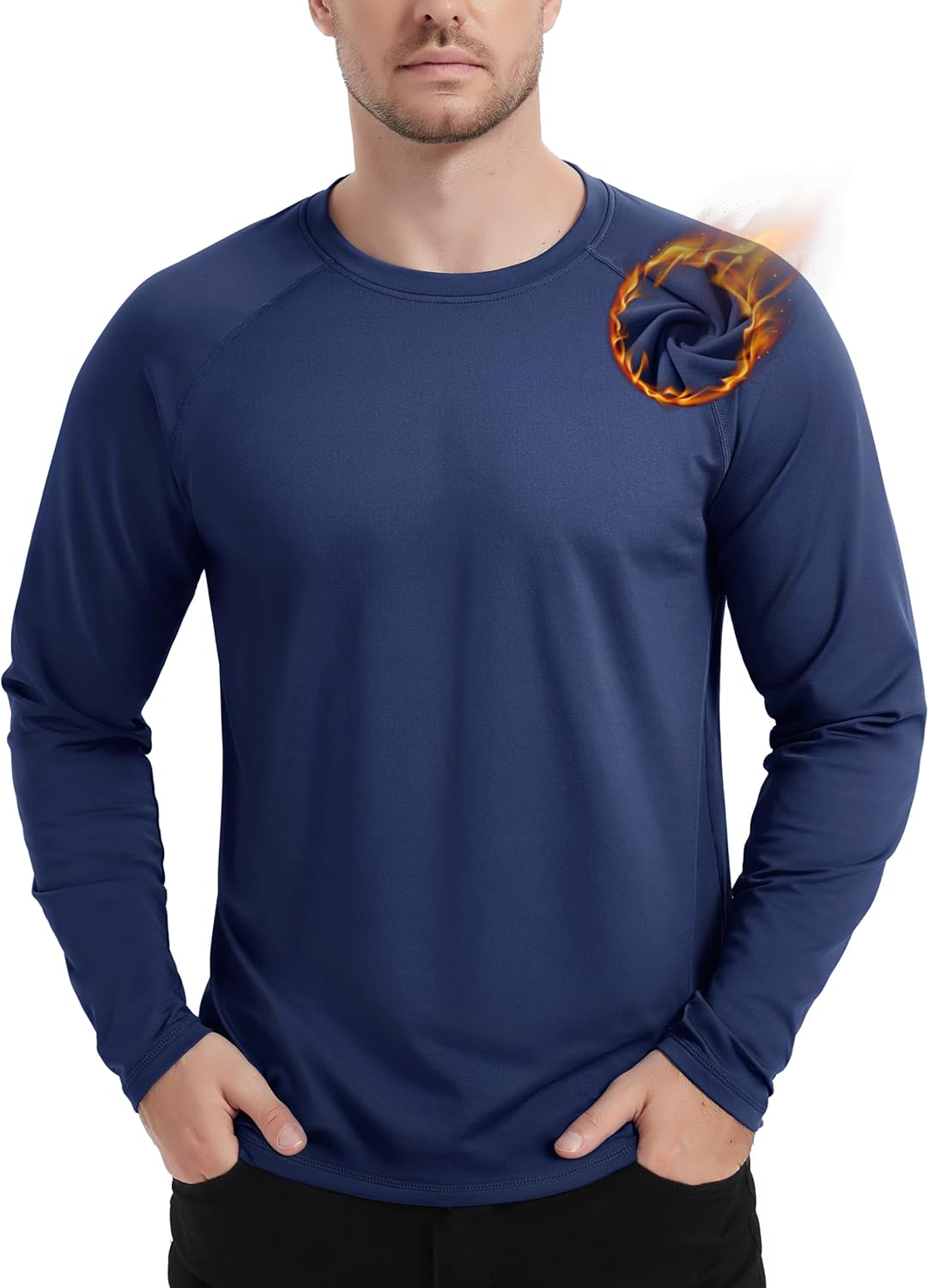 TACVASEN Men's Thermal Shirt Long Sleeve Fleece Lined Base Layer Lightweight Athletic Undershirt Winter Tops Workout