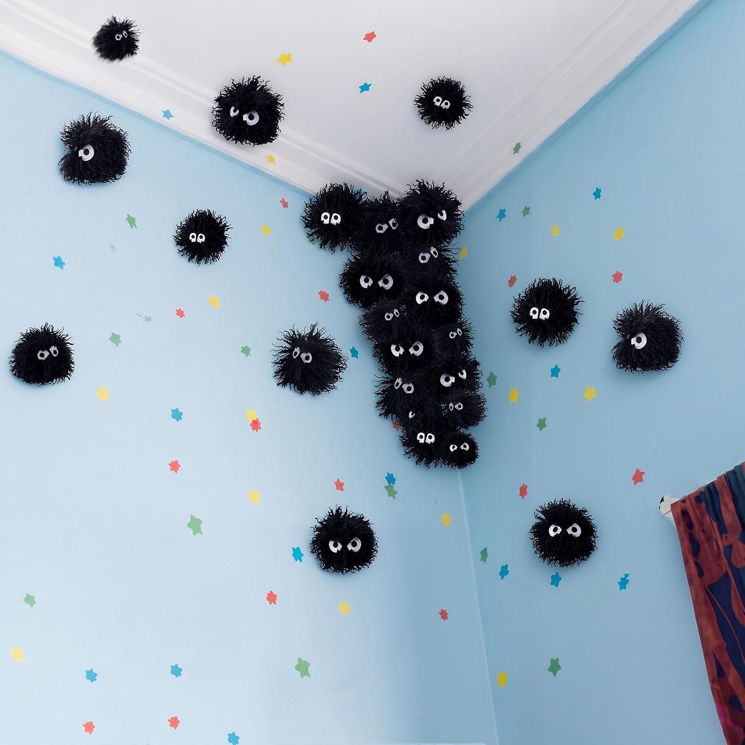Teyva Daily 20 Pcs Large Pom Poms with Eyes for Crafts, 2 Sizes Halloween Costume Pompoms Decorations, Fluffy Pom Poms Balls for DIY Halloween Accessories with Elastic Loop, 7.87" and 5.91"