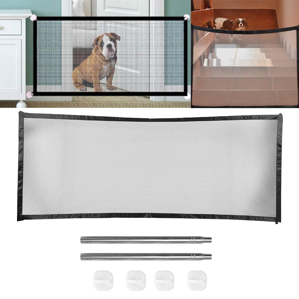 Jectse Mesh Pet Gate, Baby Safety Gate Portable Folding Safety Fence Retractable Mesh Door Pet