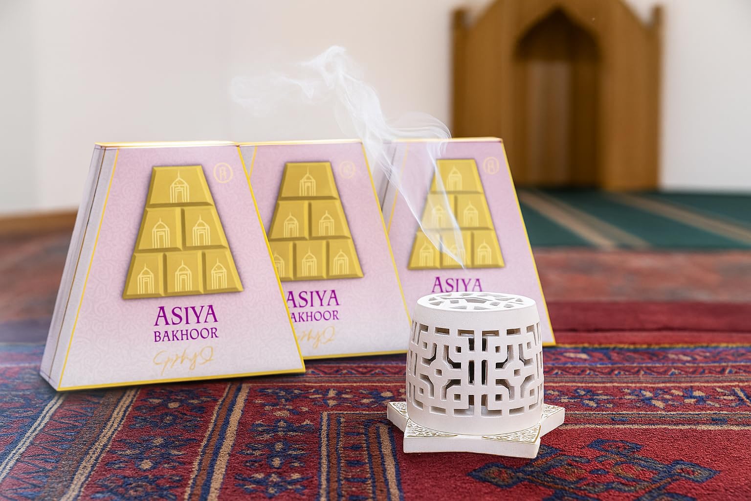 Jrose Collections Blue Spirit Of Dubai Asiya Oudh Bakhoor 40G – Pack Of 3 Luxury Incense Bricks With White Resin Star Burner – Floral Fruity Vanilla Scent – Bakhoor Set For Meditation, Prayer & Home Fragrance