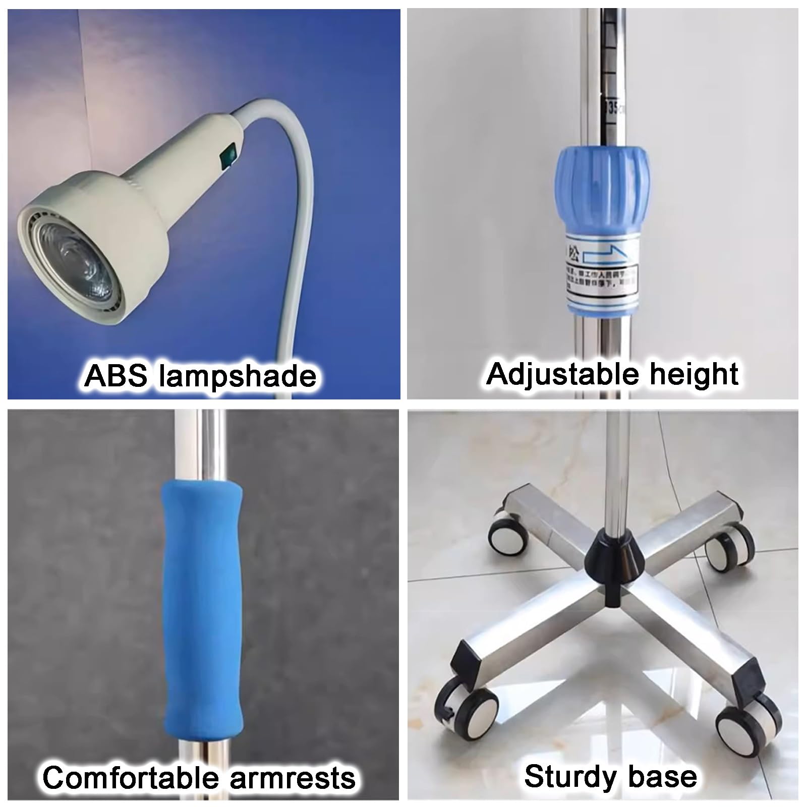 Lampe D'examen LED Chirurgicale sur Pied à roulettes Base Roulante Lampe Flexible à Col de Cygne Lampe sans Ombre