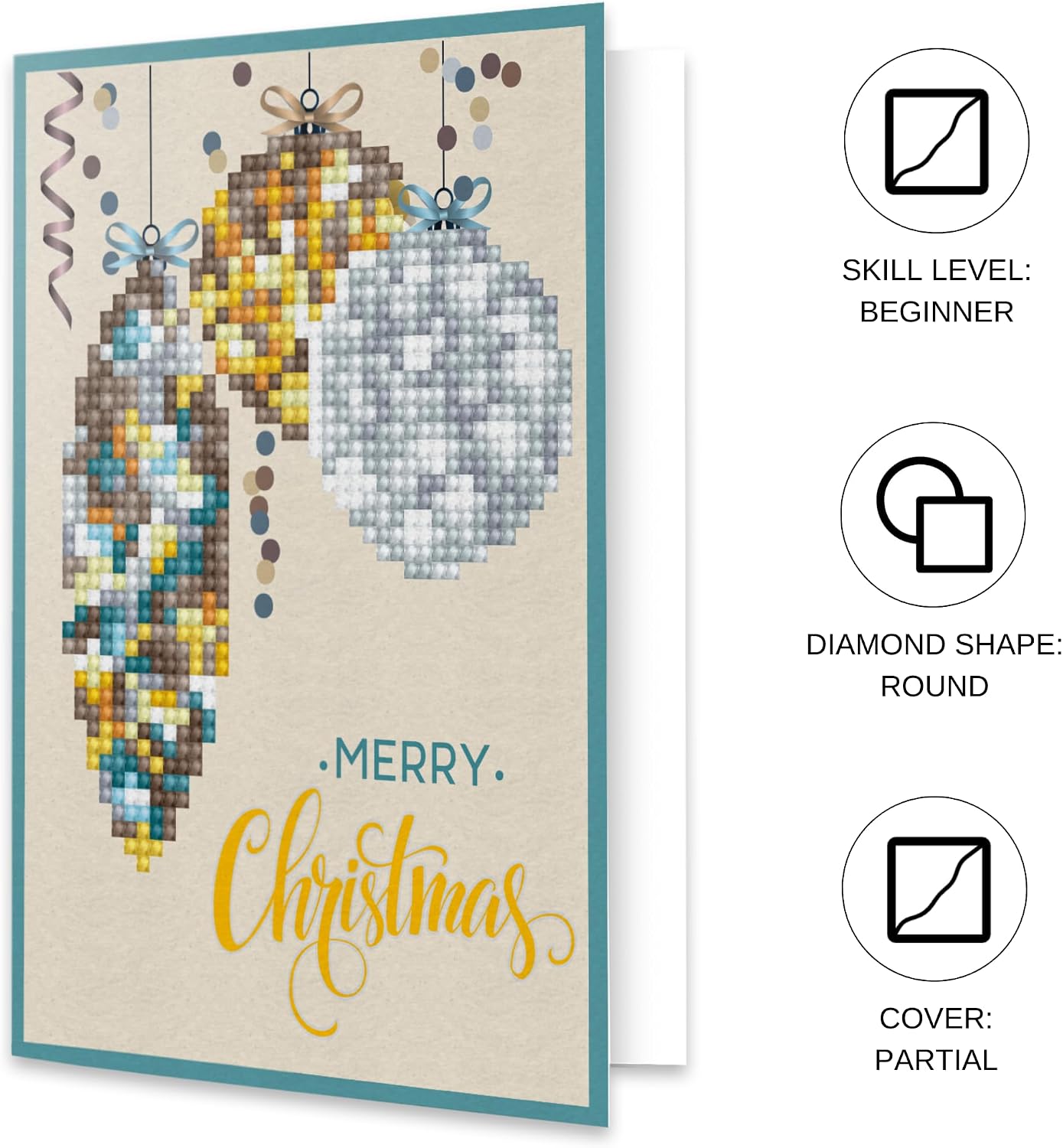 DIAMOND DOTZ Merry Christmas Baubles Antique Card Diamond Painting Kits for Adults - Diamond Art Kits a Relaxing Creative Craft Kit with Dotz Gems