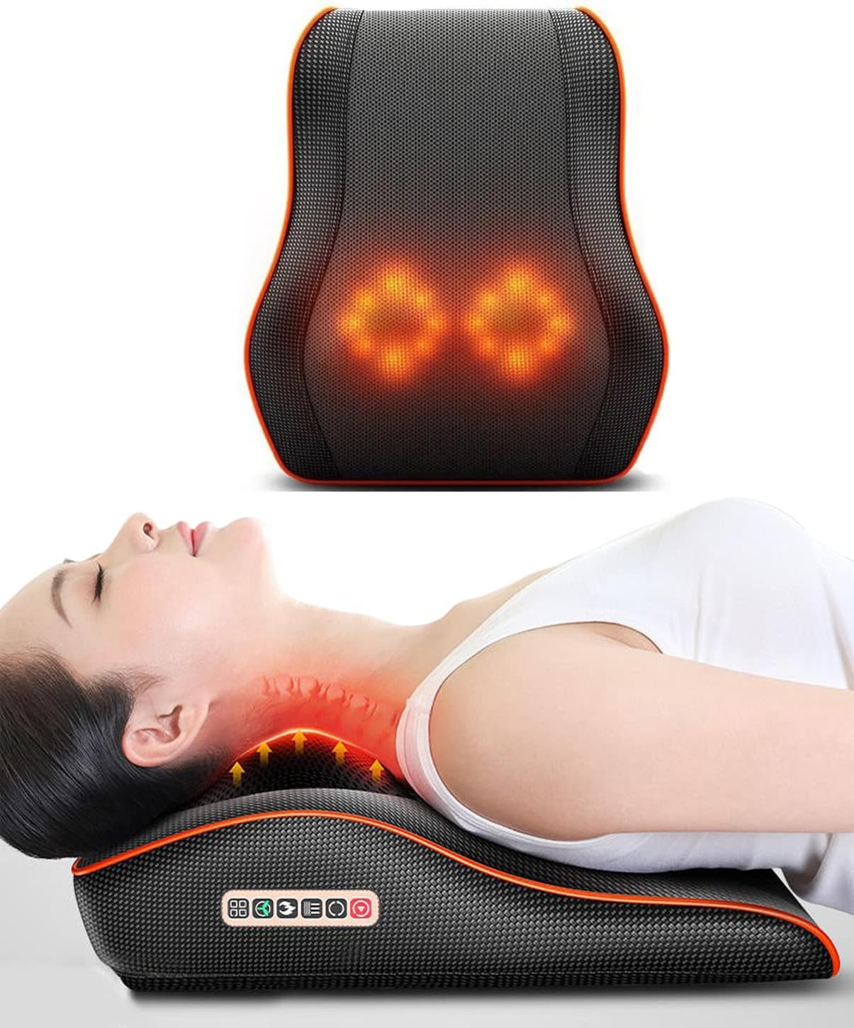 Toshionics Shiatsu Back & Neck Massager Cervical Spine Pillow Massager Neck Massager Pillow Neck Waist Shoulder Lumbar Back Body For Muscle Pain Relief, Chairs and Cars Cushion