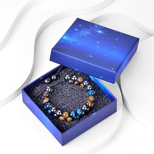 Vista 37 de Evil Eye Bracelets Protection Bracelet Beaded Bracelets Crystal Bracelet for Men Women Bring Luck and Prosperity and Happiness 8mm Blue Tiger