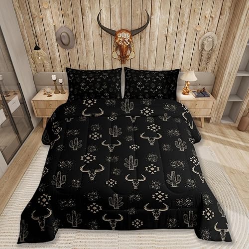 Bohemian Bedding Set Western Aztec Comforter Set Brown Black
