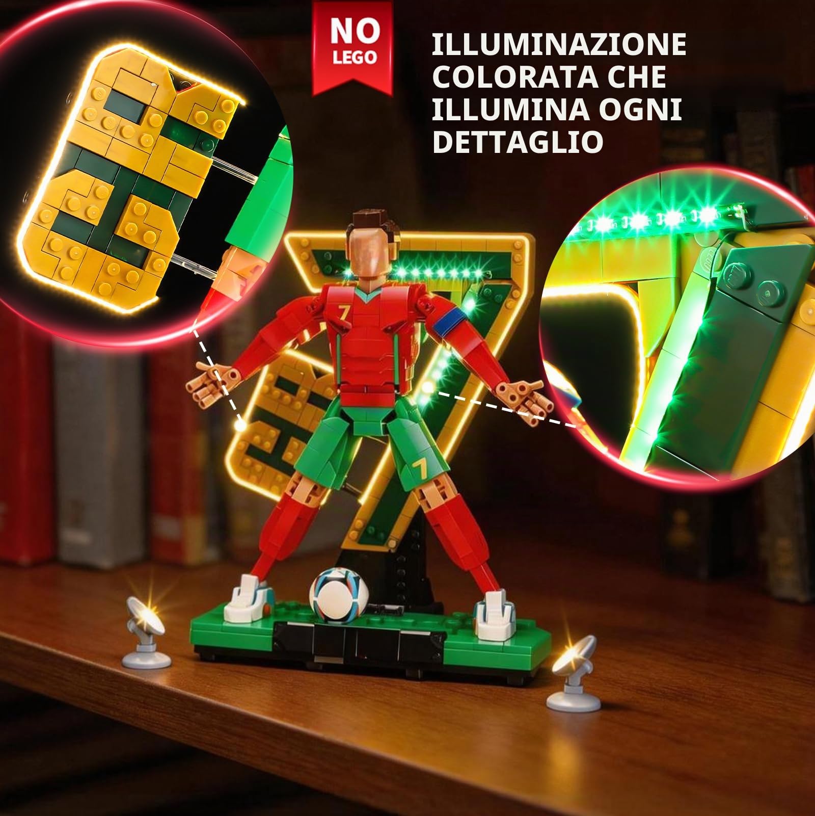 BRIKSMAX Illuminazione a LED per LEGO Editions Cristiano Ronaldo – Leggende del calcio (versione aggiornata) 43016, set di luci compatibili per mattoncini da costruzione, senza set Lego, luce per