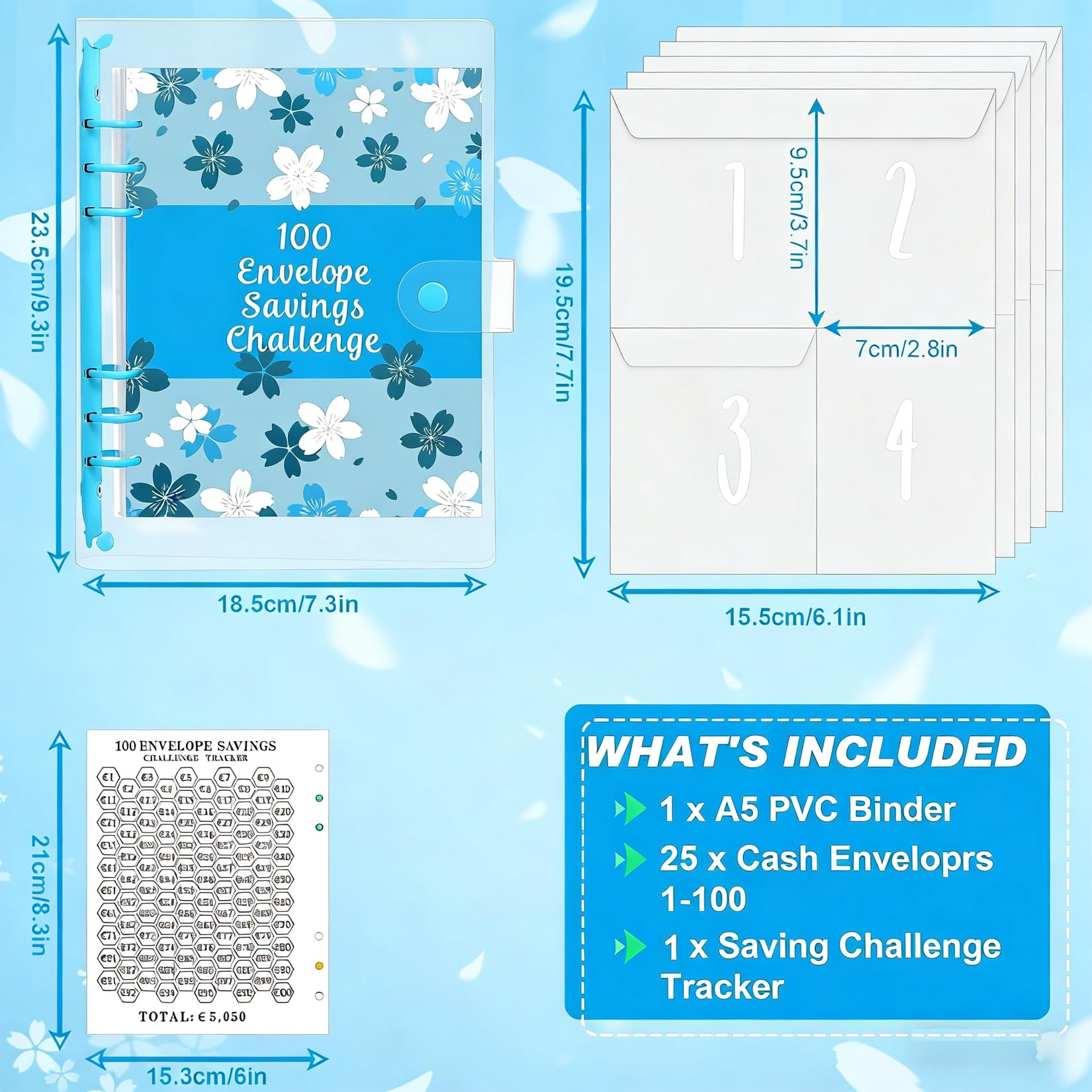 HAIYUU A5 Risparmio Soldi Buste Budget Planner 100 Envelope Saving Challenge