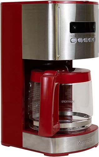 Kenmore Aroma Control - Cafetera programable de 12 tazas cafetera de goteo de acero rojo y inoxidable jarra de vidrio filtro reutilizable Kenmore Aroma Control - Cafetera programable de 12 tazas cafetera de goteo de acero rojo y inoxidable jarra de vidrio filtro reutilizable