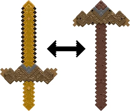Minecraft 2'si 1 Arada Kılıç ve Kazma, çocuklara uygun boyutta canlandırma oyunlarına yönelik 2'si 1 arada dönüşebilen oyuncak ve kostümler, JKC15