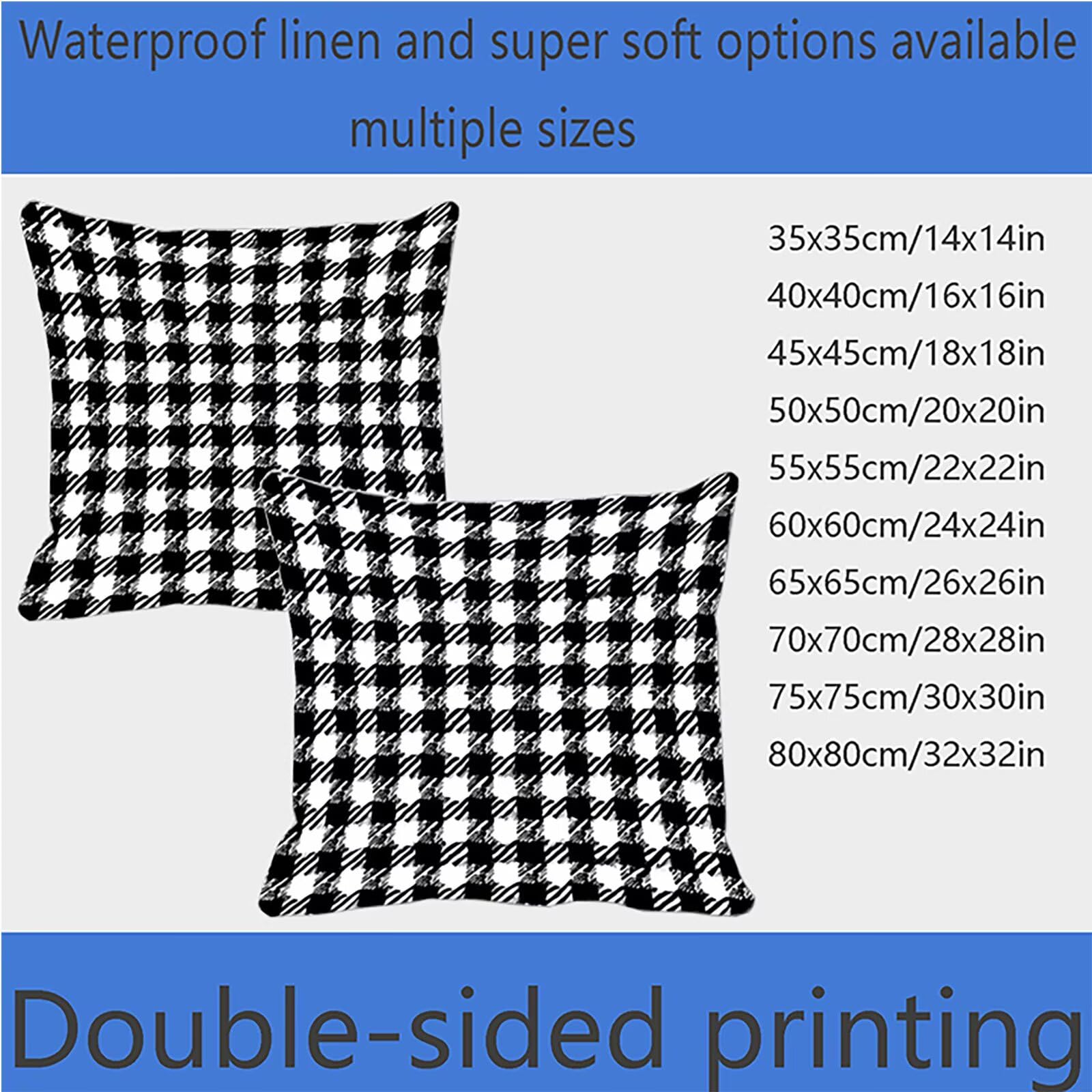 Kissenbezug 60x60 cm Netz 4er Set Sofakissen Superweichem Doppelnähten Versteckter Reißverschluss Schwarz und Weiß Outdoor Kissen Leinen gelten für Terrassen-Gartenbank Wohndeko Schlafzimmer Sofa Z-1