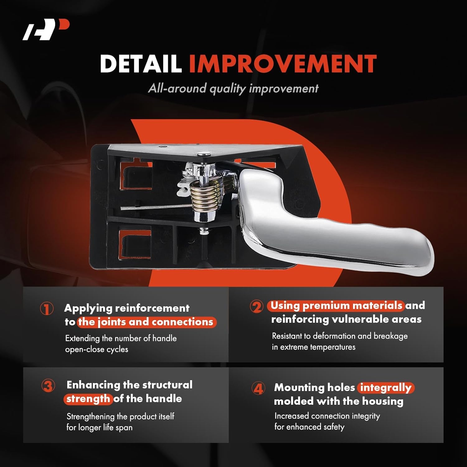 A-Premium Inside Interior Door Handles Compatible with Chevrolet Silverado 1500 2500 3500, Tahoe & GMC Yukon & Cadillac Escalade, Bright Chrome, 2-PC Set, Front Driver & Passenger Side