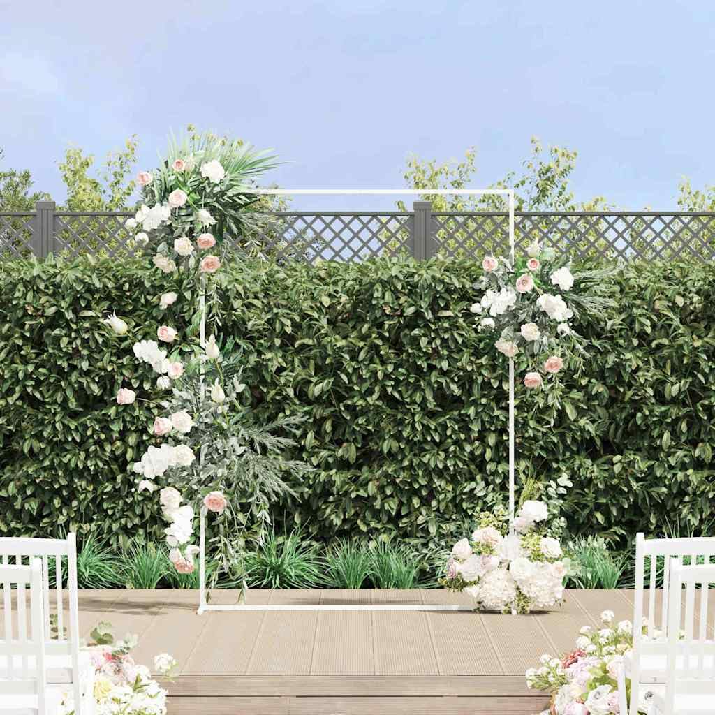 Weißer Hochzeitsbogen aus Stahl 150 x 49,5 x 200 cm für Garten Terrasse Pergola Pergola Gitter Rankhilfe und Sichtschutz wetterfest