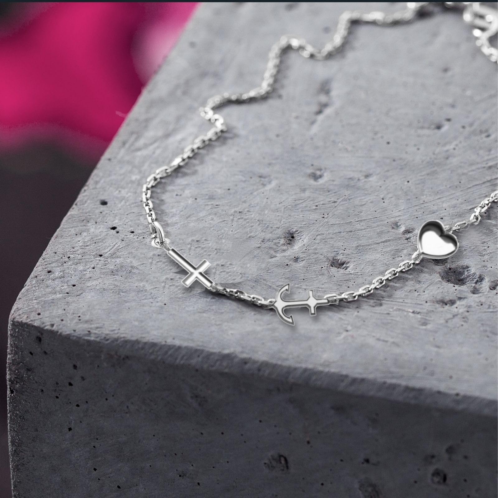 LillyMarie Sterlingsilber Halskette Mit Kreuz Anker Herz Anhänger Symbolisiert Glaube Liebe Hoffnung