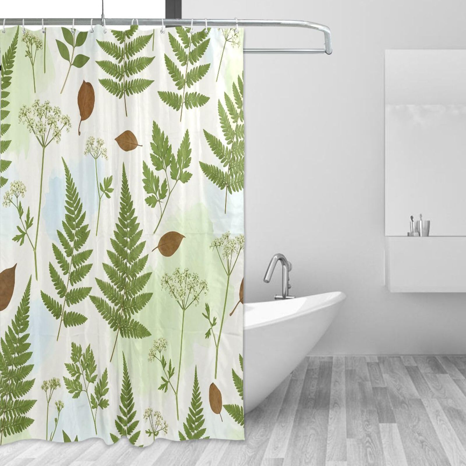 Rideau de salle de bain anti-moisissure plante aquarelle tissu lavable