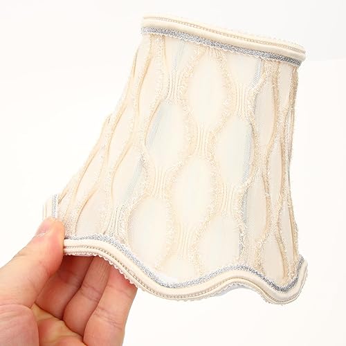 Miniatura 5 de Pantalla de tela vintage E14E27 con clip, cubierta de enchufe de luz de diseño festoneado de 6 pulgadas para lámpara de mesa y pared, 1 juego.