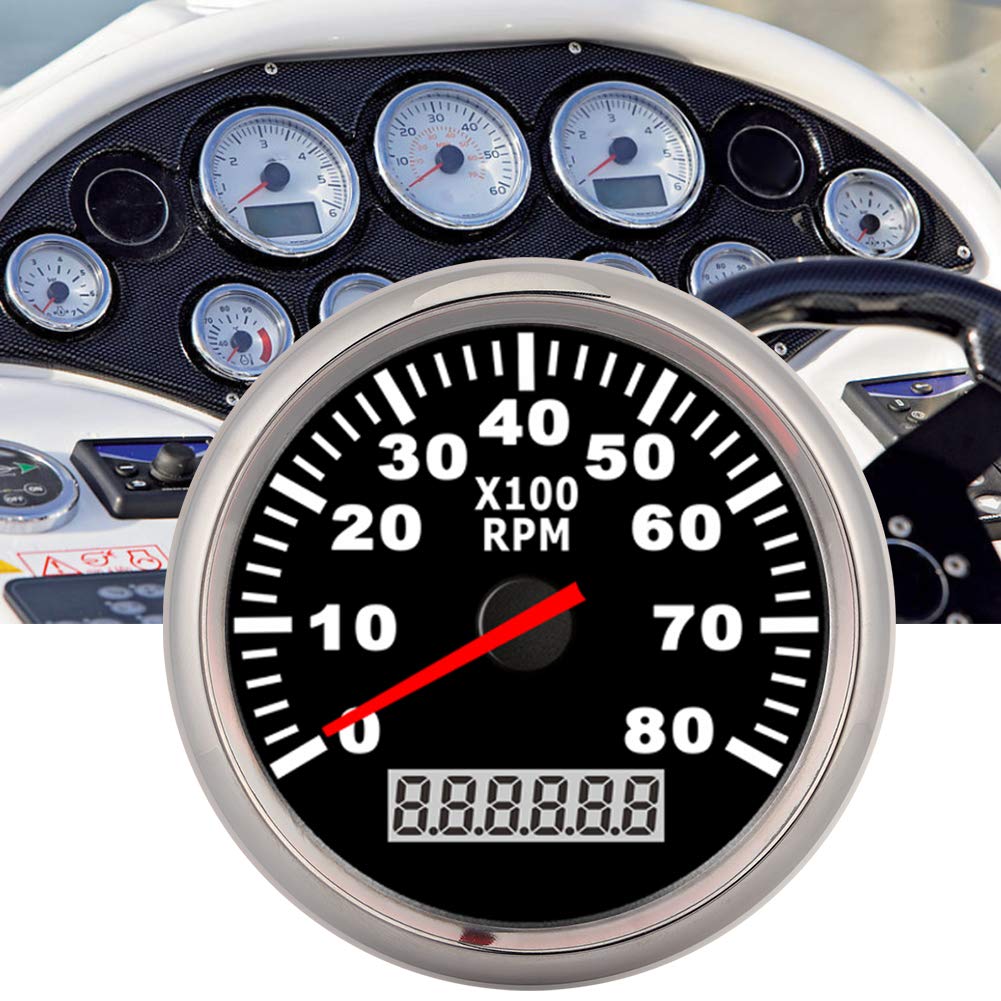 Tacómetro Digital 85mm LED 8000RPM para Coches Barcos y Generadores con Pantalla LCD y Protección IP67 Impermeable Ideal para Uso Marino y Terrestre