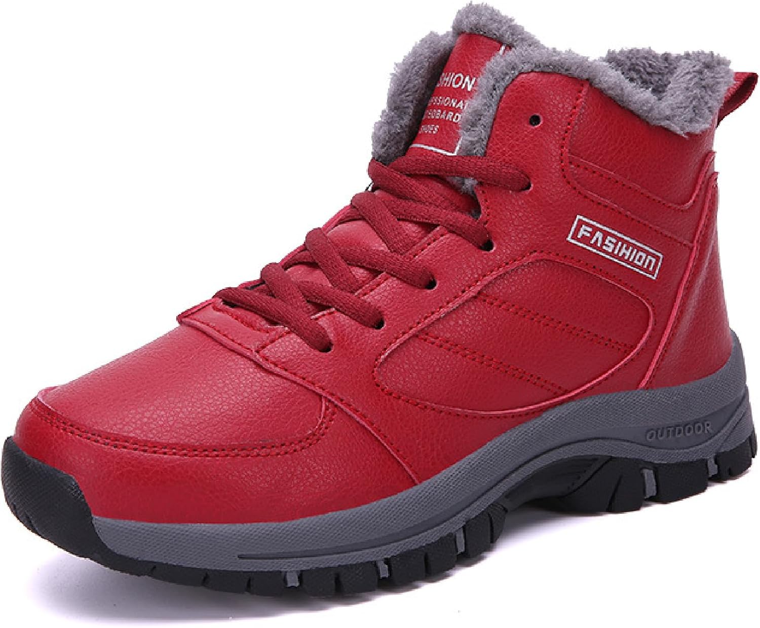 Women's Winter Snow Ankle Boots Warm Fur Lined Lace-up Casual Comfortable Round Toe Anti-slip Booties Outdoor Waterproof Wear-resistant Sports Walking Short Boots