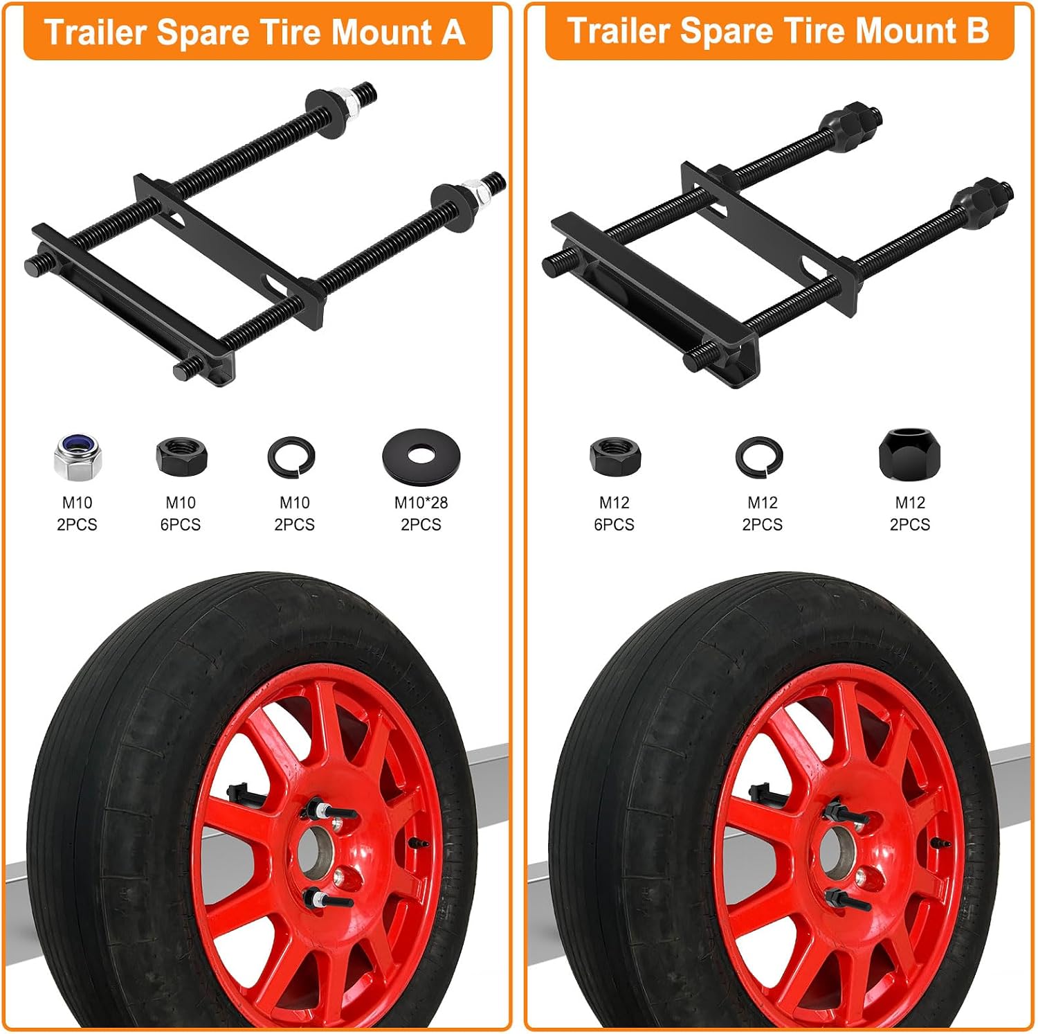 Trailer Spare Tire Mount, Spare Tire Mount for Utility Trailer, The Trailer Accessories Universal Wheel Bracket Trailer Boat , Fits Most Tire