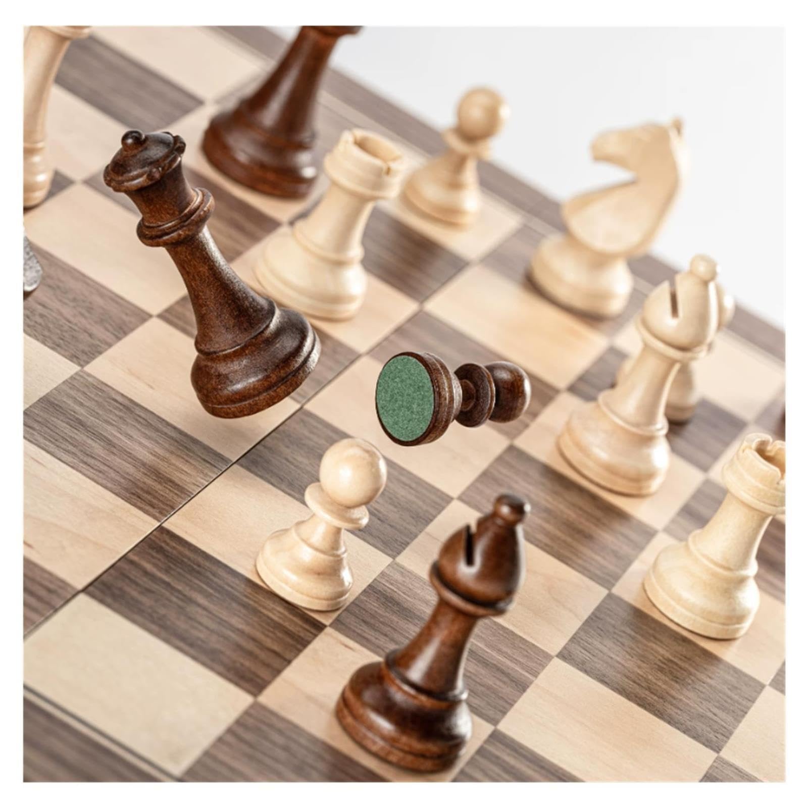 Set di scacchi internazionale pieghevole in legno | Con pezzi degli scacchi in faggio, scacchiera pieghevole, gioco da tavolo di strategia educativa(Beige)