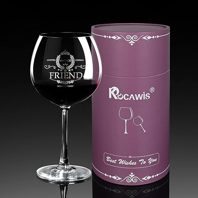 KOCAWIS Gift for Friends Cocktail Glass Large Gin Balloon Glass 640ml Worlds Finest Women Friends Birthday Gift for Friends