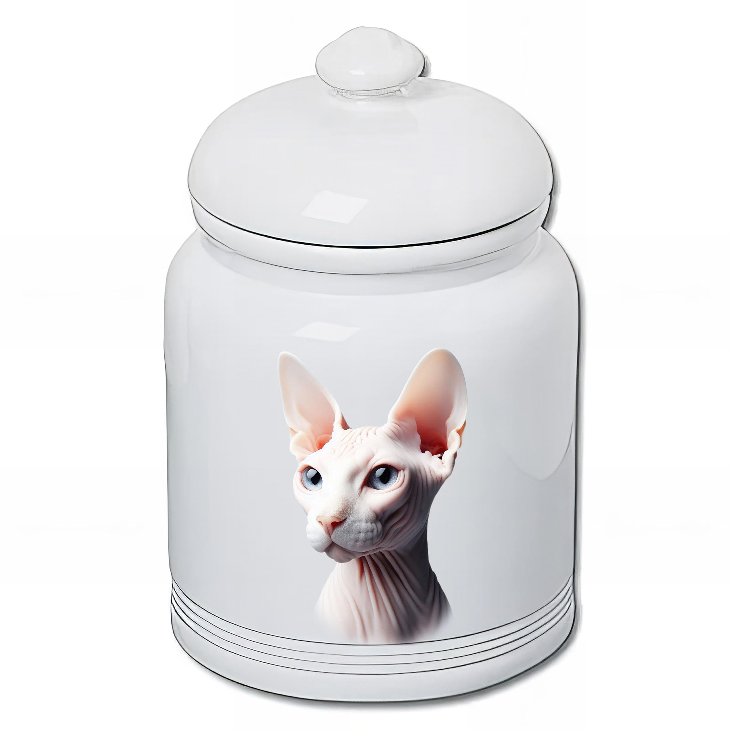 Sphynx White Cat - Best of BreedDog and Cat Ceramic Treat Jar 9