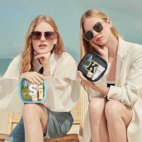 Miniatura 9 de YOOLIFE - Bolso transparente con iniciales para artículos de aseo personal para mujer, bolso de maquillaje y cosméticos impermeable, regalos de San