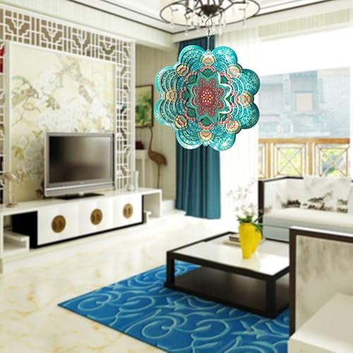 Miniatura 4 de FONMY - Molinillo de viento de acero inoxidable, 3D para decoración de jardín, interiores y exteriores, manualidades, adornos de 6 pulgadas,