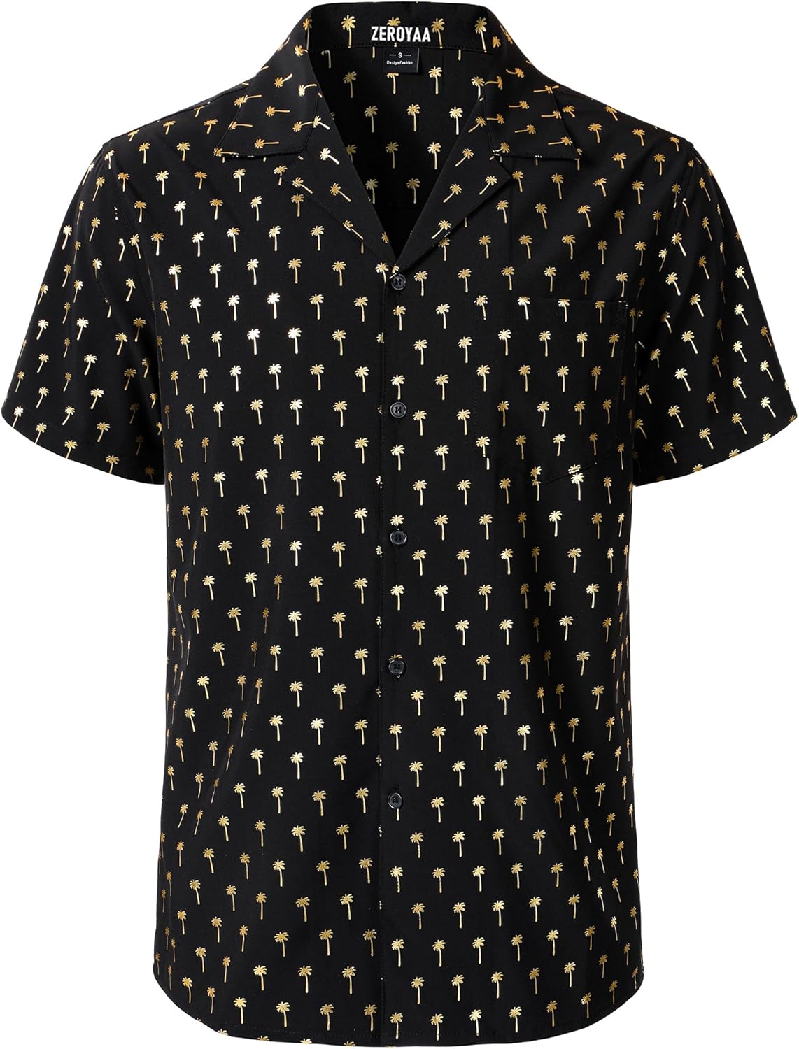 ZEROYAA Men Stylish Print Cuban Shirt Short Sleeve Button Down Relaxed Fit Shirts Beach Hawaiian Vacation Tops