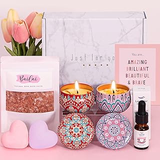 Lavender&Rose Pamper Gifts for Women Birthday, Unique Pamper Hamper for Women Self Care package for Her, Relaxation Spa Gifts Set Get Well Soon Gift for Women, Pamper Box for Sister, Best Friend, Wife