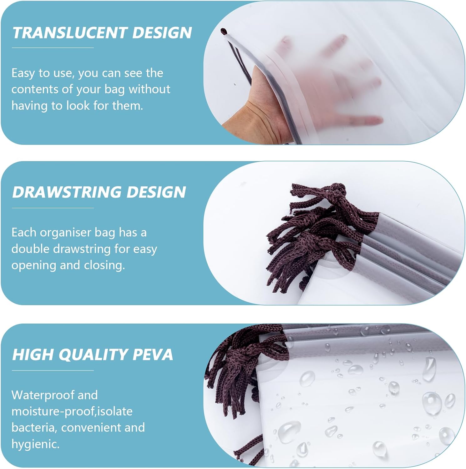 100 PCS Translucent Shoe Bags for Travel, Large Portable Shoe Bags with Drawstring, for Rainy Days Out (White) - Image 3