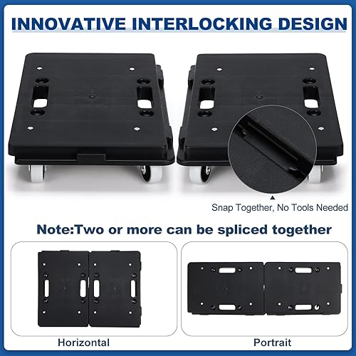 Miniatura 4 de Datanly Paquete de 3 unidades de muebles Dolly móvil conectable para muebles de 16.3 x 11.4 pulgadas, capacidad de 500 libras cada una, 4 ruedas,