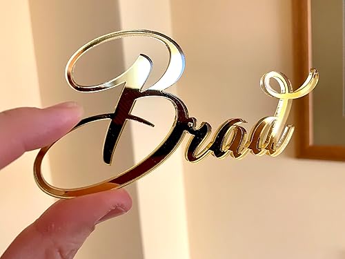 Miniatura 6 de Dije de bautizo personalizado con nombre y cruz para bautismo, 1 comunión con espejo, decoración acrílica para tartas, Dios bendiga, tamaños