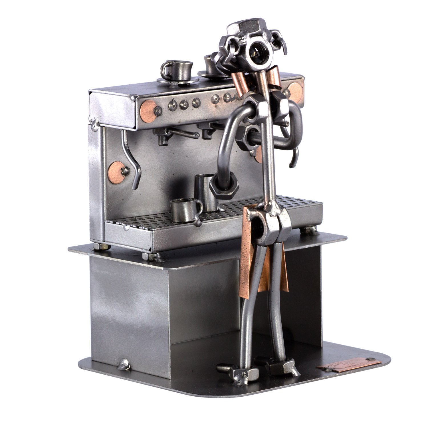 Steelman24 I orzechy i śruby rzeźba Barista I ręcznie robione ozdoby I Made in Germany I I I metalowa figurka